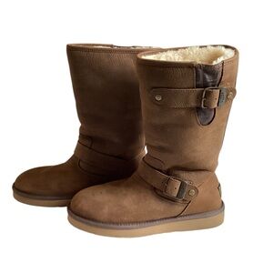 AS IS UGG Size 7 Brown Boots with Buckle Detail and Sherpa Lining